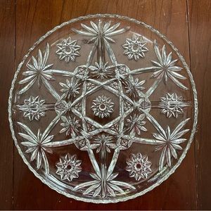 Vintage ANCHOR HOCKING "Early American Prescut" 13.5" Glass Divided Serving Tray